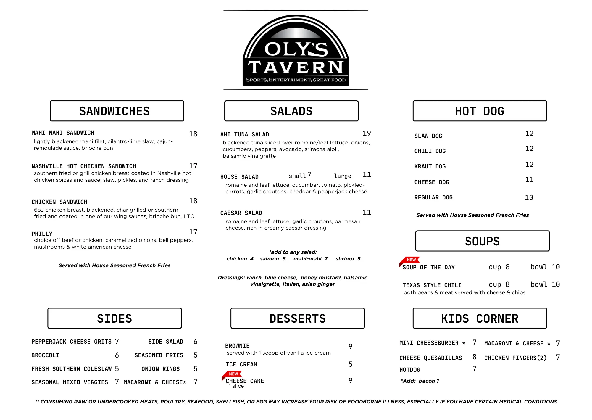 Oly's Menu Nov 11 2024