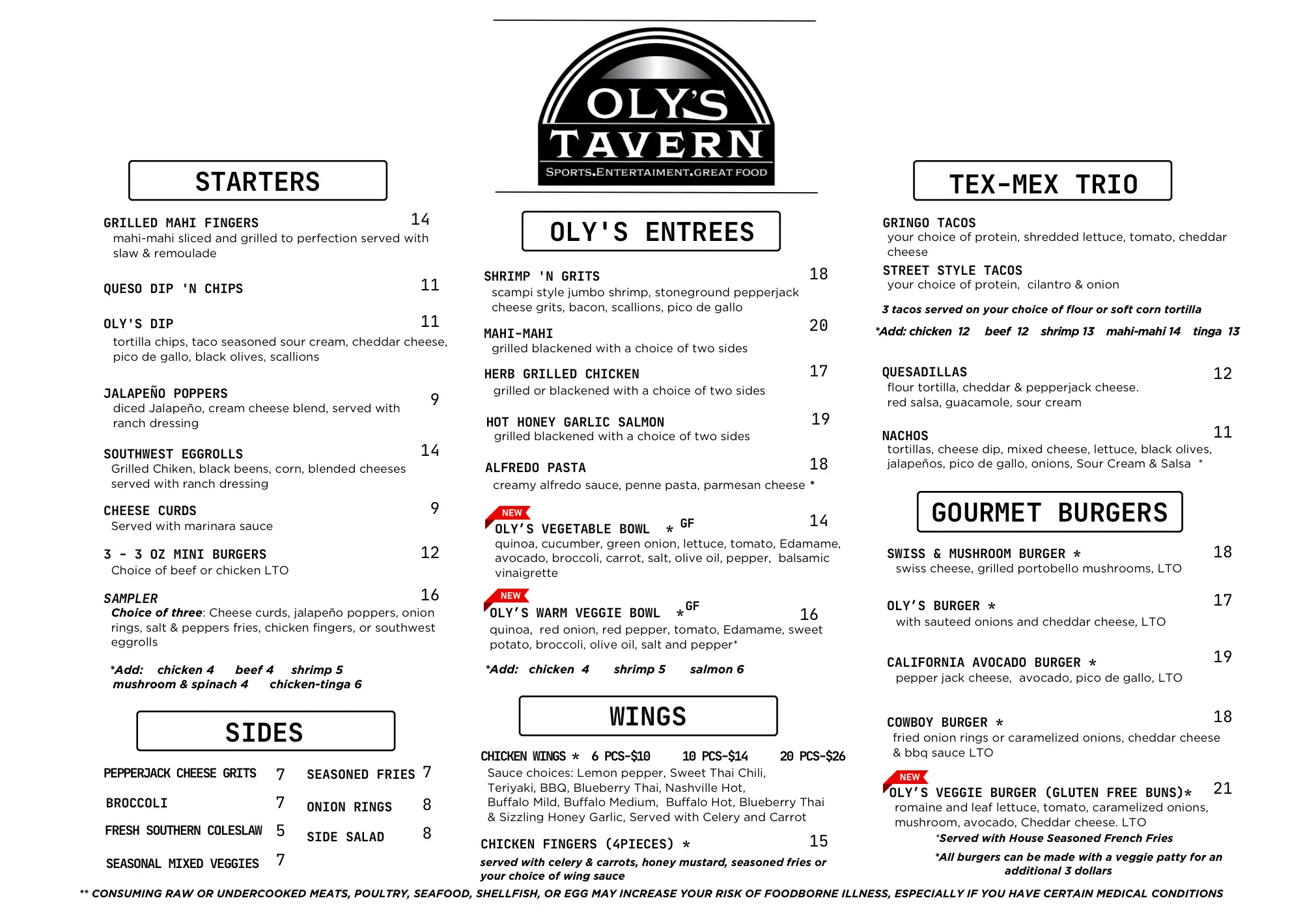 Oly's Menu Nov 11 2024